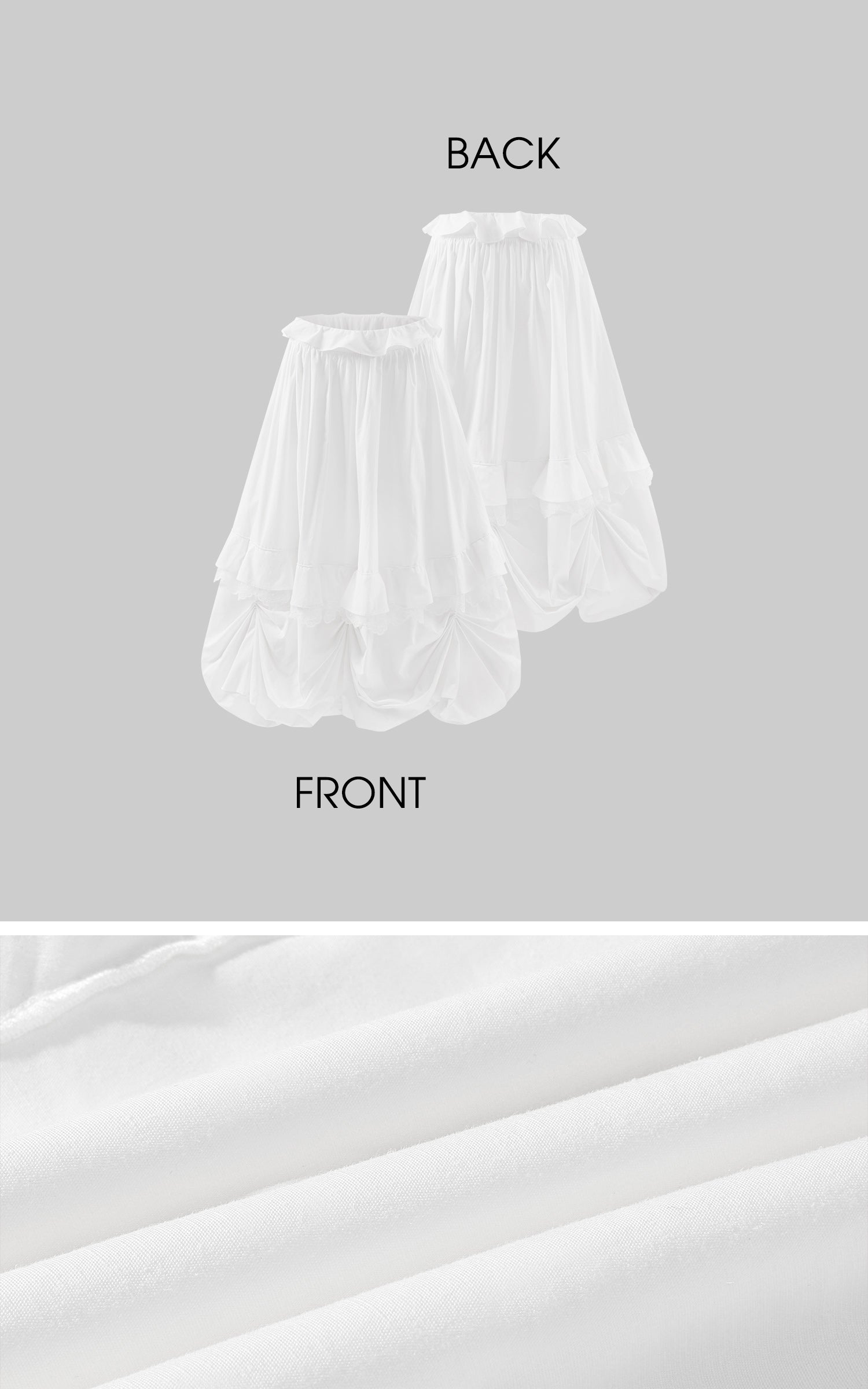Rase le sol Gathered Puff Skirt With Lace Trim And Tiered Draping