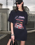 0122stepll スキ2000オーバーサイズグラフィックTシャツ
