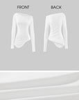 WARDEN EDGE Draped Off-Shoulder Ruched Long Sleeve Top
