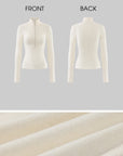 Hydrae Fitted Half-Zip Knit Top with Thumbholes