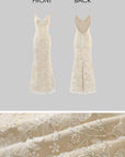 ROVENTE Embellished Lace Maxi Dress with Sequin Detail and Open Back