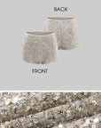 ROVENTE Deep V Knit Top with Sequin Bra and Shorts Set