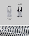 0122stepll Striped Halter Tailored Knit Vest