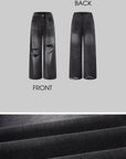 ROVENTE Distressed Washed Wide-Leg Denim Pants