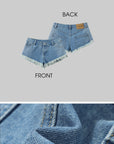 WARDEN EDGE Raw Hem V-Cut Denim Shorts - PINKPARKS