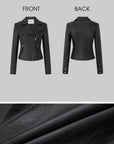 IAMXIAA Veste en cuir moto noire sculptée