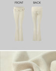 DreamyNerd Rosette Flared Knit Pants - PINKPARKS