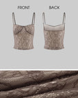Hydrae Floral Lace Bustier Cami Top with Adjustable Straps