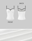 ROVENTE Ruched Sweetheart Camisole with Lace Trim & Contrast Straps - PINKPARKS