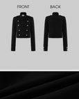 ROVENTE Silver Button Military Jacket & Tailored Micro Shorts Set