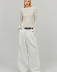 0122stepll Low Rise Pleated Oversized Wide Leg Tailored Pants
