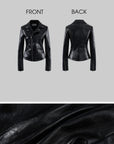 Rase le sol Sculpted-Waist Leather-Look Biker Jacket