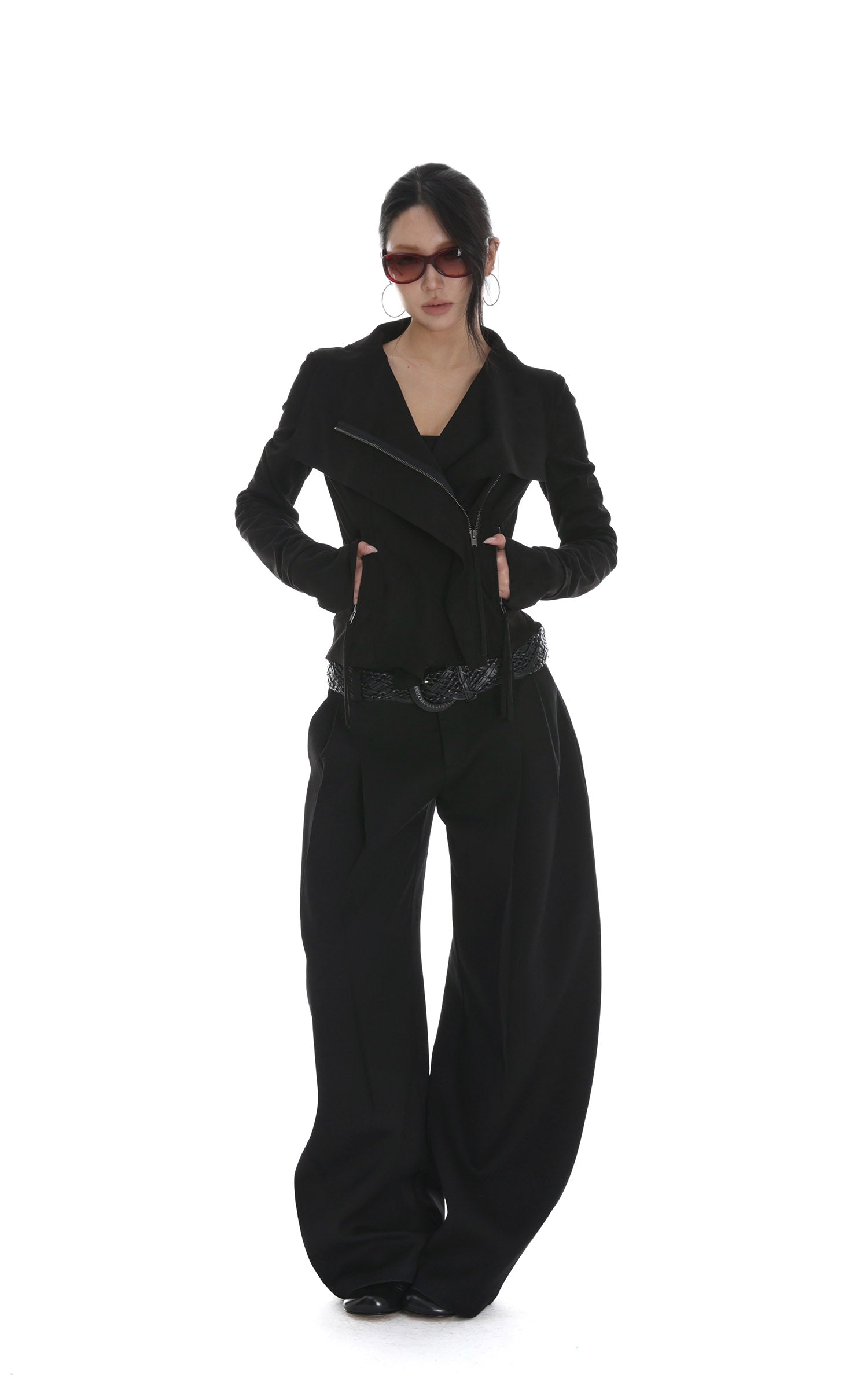 IAMXIAA Cropped Moto Jacket with Asymmetric Zip