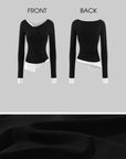 WARDEN EDGE Asymmetric Layered Button Long Sleeve Top