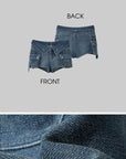 WARDEN EDGE Collar-Waist Deconstructed Denim Shorts - PINKPARKS
