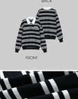 WARDEN EDGE Black Striped Polo Knit T-Shirt - PINKPARKS