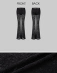 IAMXIAA Sheer Floral Lace Flared Pants with Stretch Lining