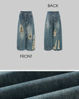 WARDEN EDGE Distressed Wide-Leg Denim Pants - PINKPARKS