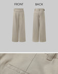 ROVENTE Asymmetric Waist Wide-Leg Trousers - PINKPARKS