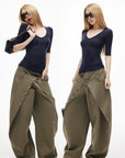 IAMXIAA Classic Wool Stretch V-Neck Slim Fit Half Sleeve Top