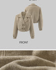 WARDEN EDGE Cropped Wool-Like Coat with Double Breasted Design and Structured Lapel