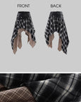 WARDEN EDGE Layered Plaid Deconstructed Midi Skirt