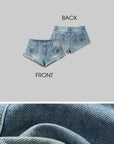 WARDEN EDGE Distressed Denim Shorts with Folded Hem & Ring Stitch - PINKPARKS