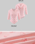Rase le sol Pink Printed Hooded Fitted Zip Hoodie and Low-Rise Flared Pants Set