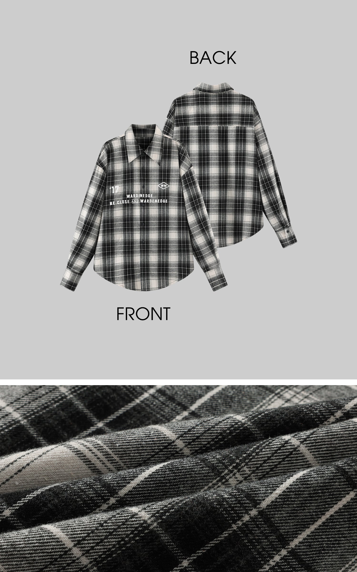 WARDEN EDGE Oversized Plaid Flannel Shirt with Graphic Print