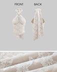 ROVENTE Backless Lace Halter Draped Top - PINKPARKS