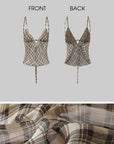 ROVENTE Plaid Sheer Cami Top and Flowy Midi Skirt Matching Set - PINKPARKS