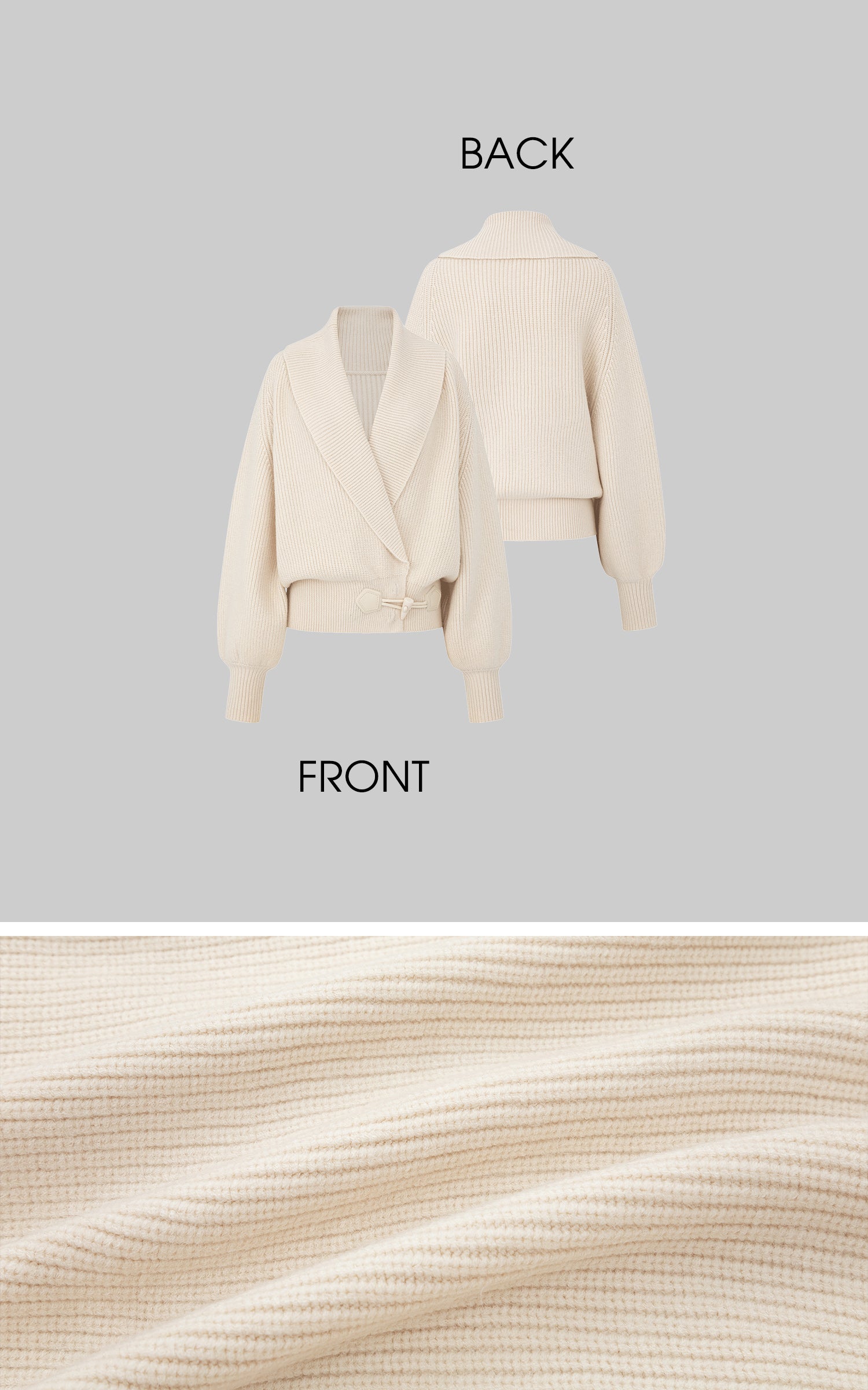 IAMXIAA Ribbed Knit Wrap Cardigan Women Winter Shawl Collar Sweater