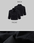 ROVENTE Blazer Structuré Court & Ensemble Jupe Midi Évasée Tailleur Noir Deux Pièces