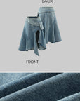 WARDEN EDGE Asymmetric Pocket Flare Denim Skirt with Deconstructed Belt Detail - PINKPARKS