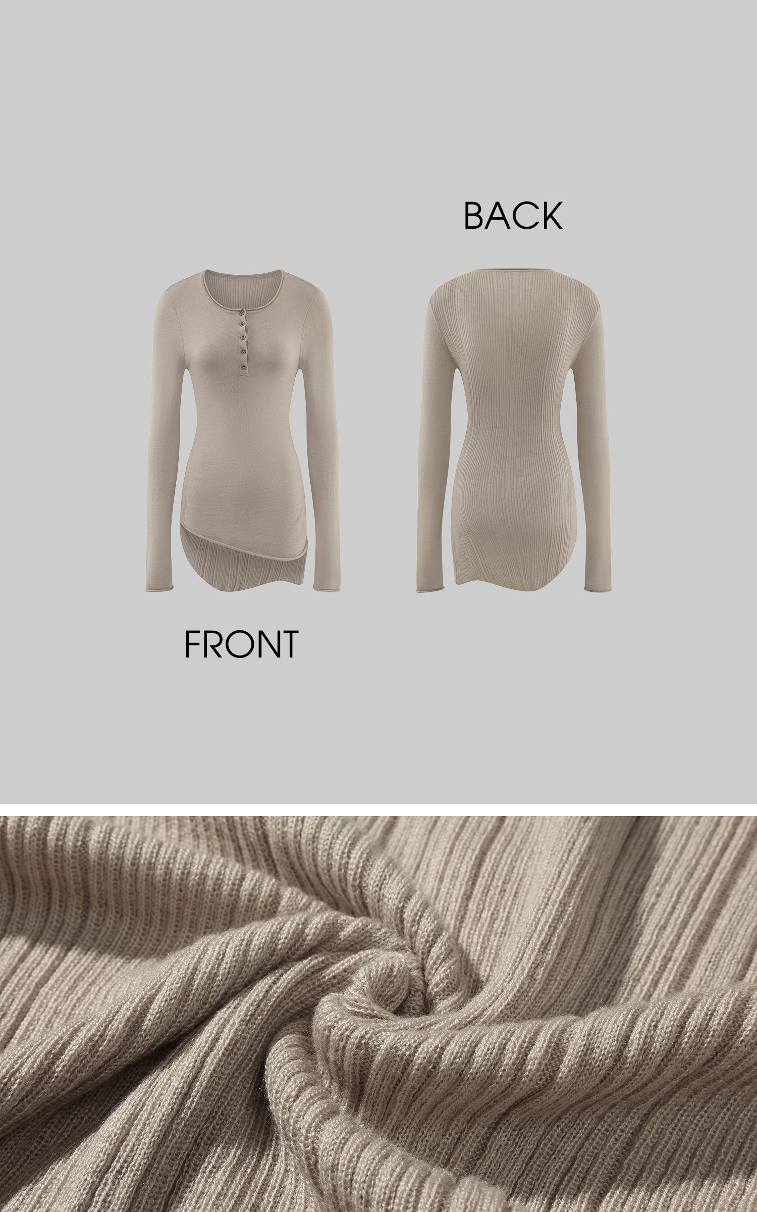 WARDEN EDGE Asymmetric Hem Ribbed Knit T-Shirt