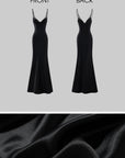 ROVENTE Lace-Trim Satin Slip Maxi Dress