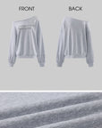 Rase le sol Fortune Arrives Raw Edge Off-Shoulder Oversized Long Sleeve Sweatshirt