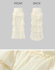 ROVENTE Layered Ruffle High-Low Skirt in Vanilla Cream - PINKPARKS