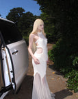 RASE LE SOL Ruffled Open-Waist Mermaid Dress