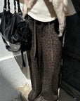 Rase le sol Leopard Print Drawstring Wide-Leg Pants
