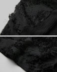 DOINDULGE Asymmetric Textured Sleeveless Top with Frayed and Beaded Detailing