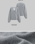 WARDEN EDGE Grey Knit Pullover & Asymmetrical Plaid Skirt Set - PINKPARKS