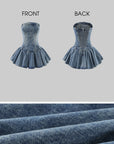 WARDEN EDGE Denim Corset Mini Dress with Flared Hem