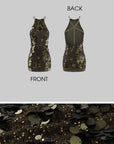 ROVENTE Open-Back Sequin Halter Mini Dress
