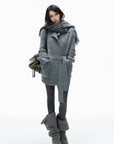 IAMXIAA Belted Ribbed Longline Knit Cardigan