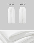 ROVENTE Drawstring Wide-Leg Trousers in White - PINKPARKS