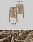 Rase le sol Leopard V-Neck Knit Base Layer Top