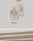 Hydrae Off Shoulder Script Print Long Sleeve Top