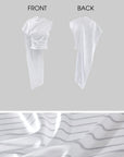 0122stepll Asymmetric Drape Stripe Satin Top