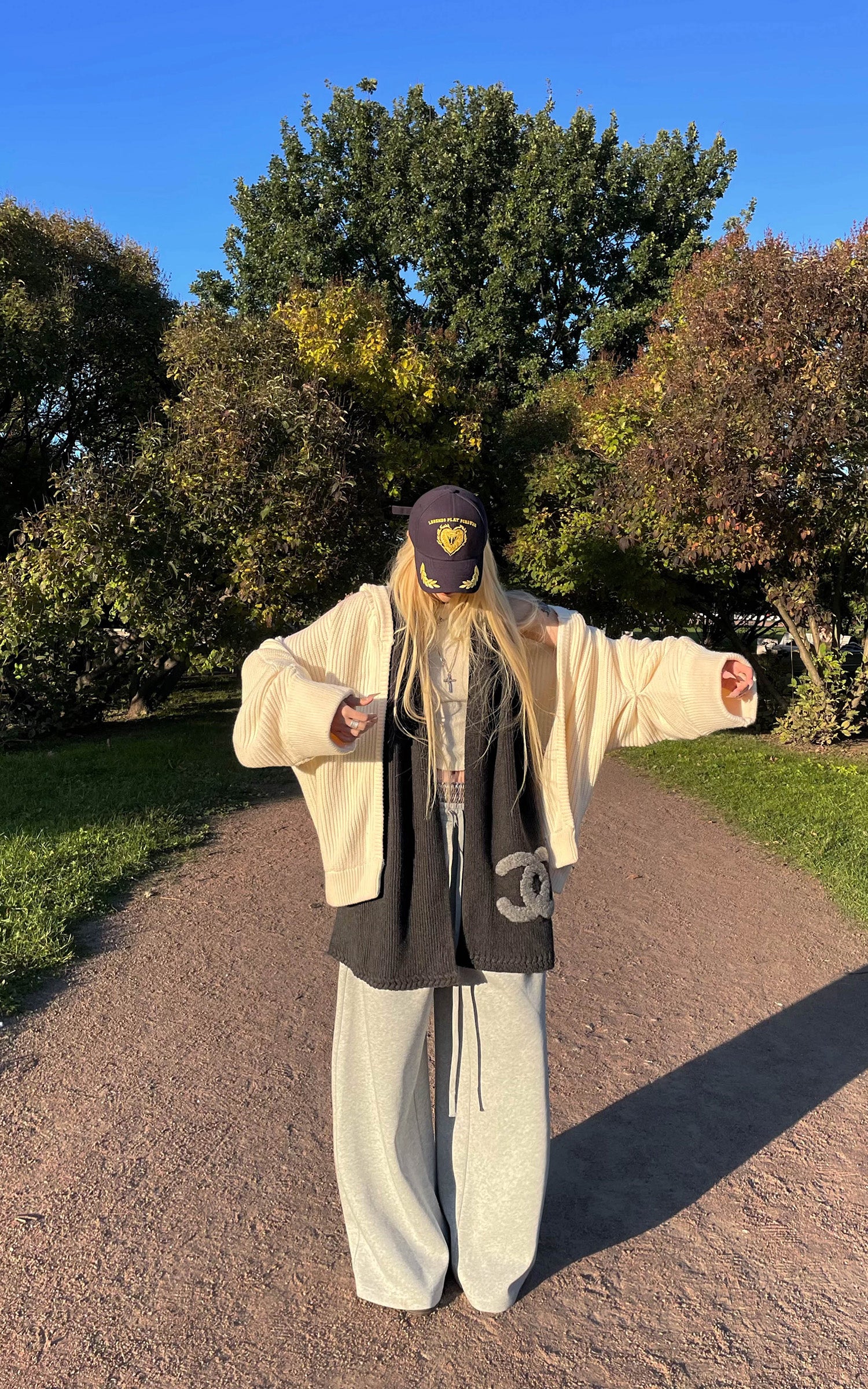 Rase le sol Loose Silhouette Knit Hoodie Cardigan With Lettered Back Detail